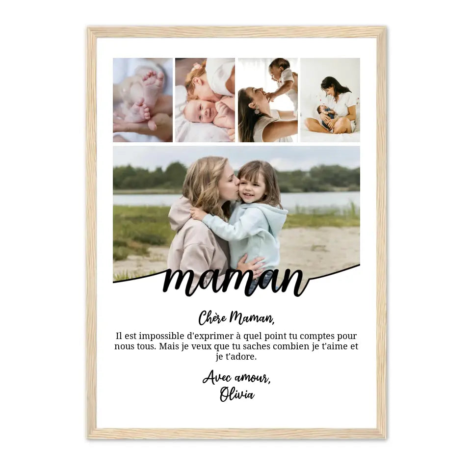 Message et photo personnalisés - Affiche Maman