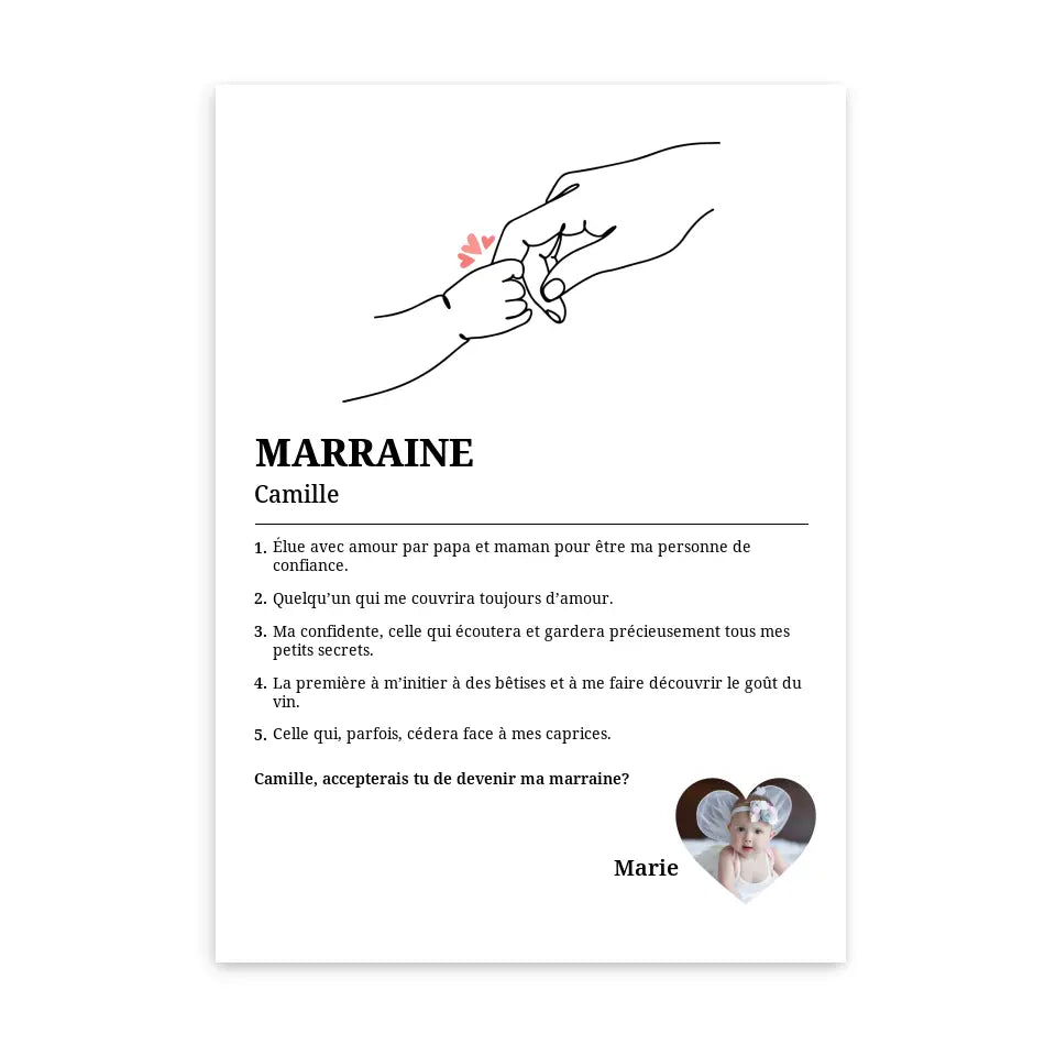 Marraine - Affiche Personnalisée