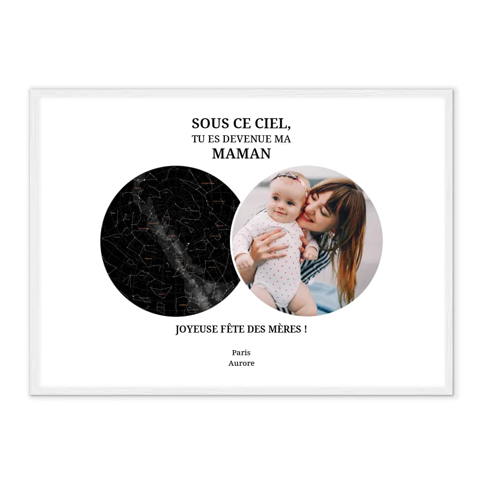 Carte céleste & photo - Affiche Maman