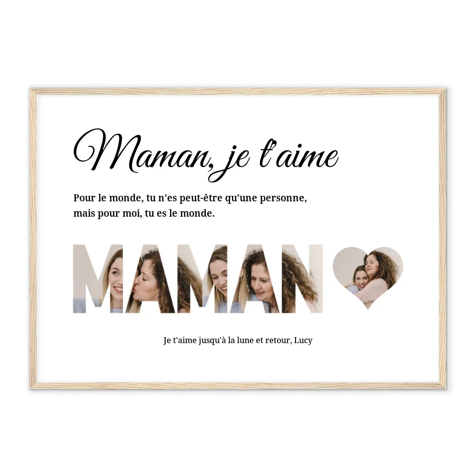 Maman je t'aime - Affiche personnalisée