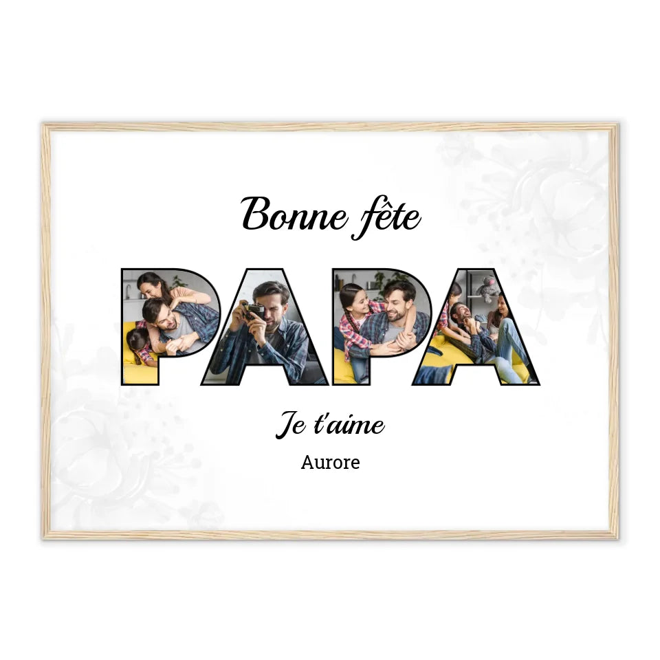 Bonne Fête Papa & Je t'aime - Affiche Personnalisée