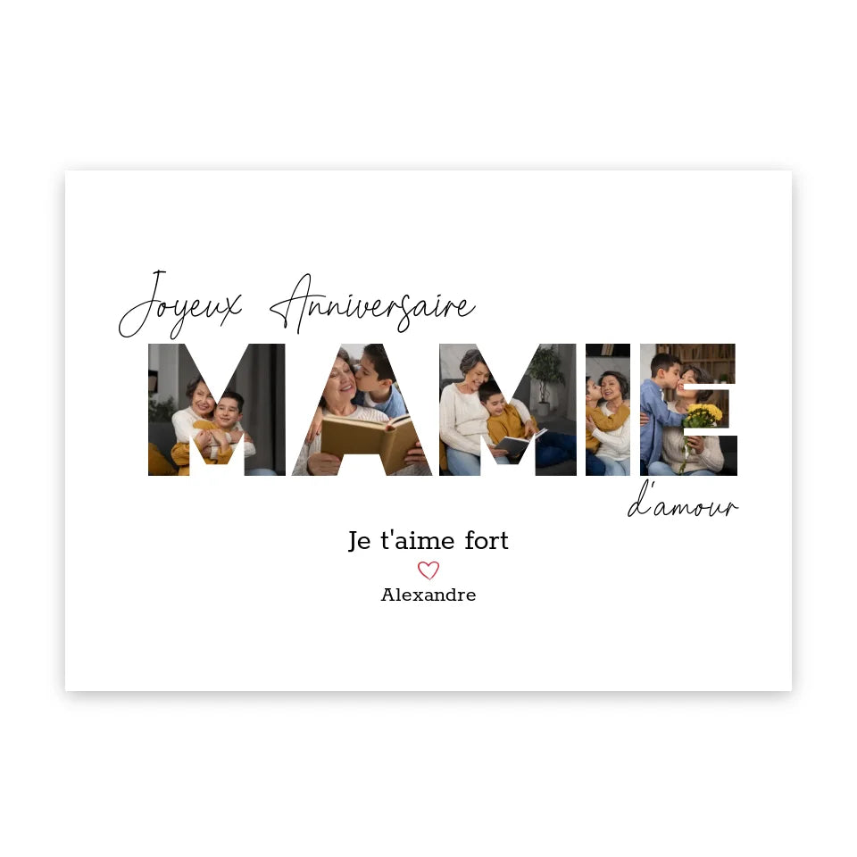 Joyeux Anniversaire Mamie - Affiche Personnalisée