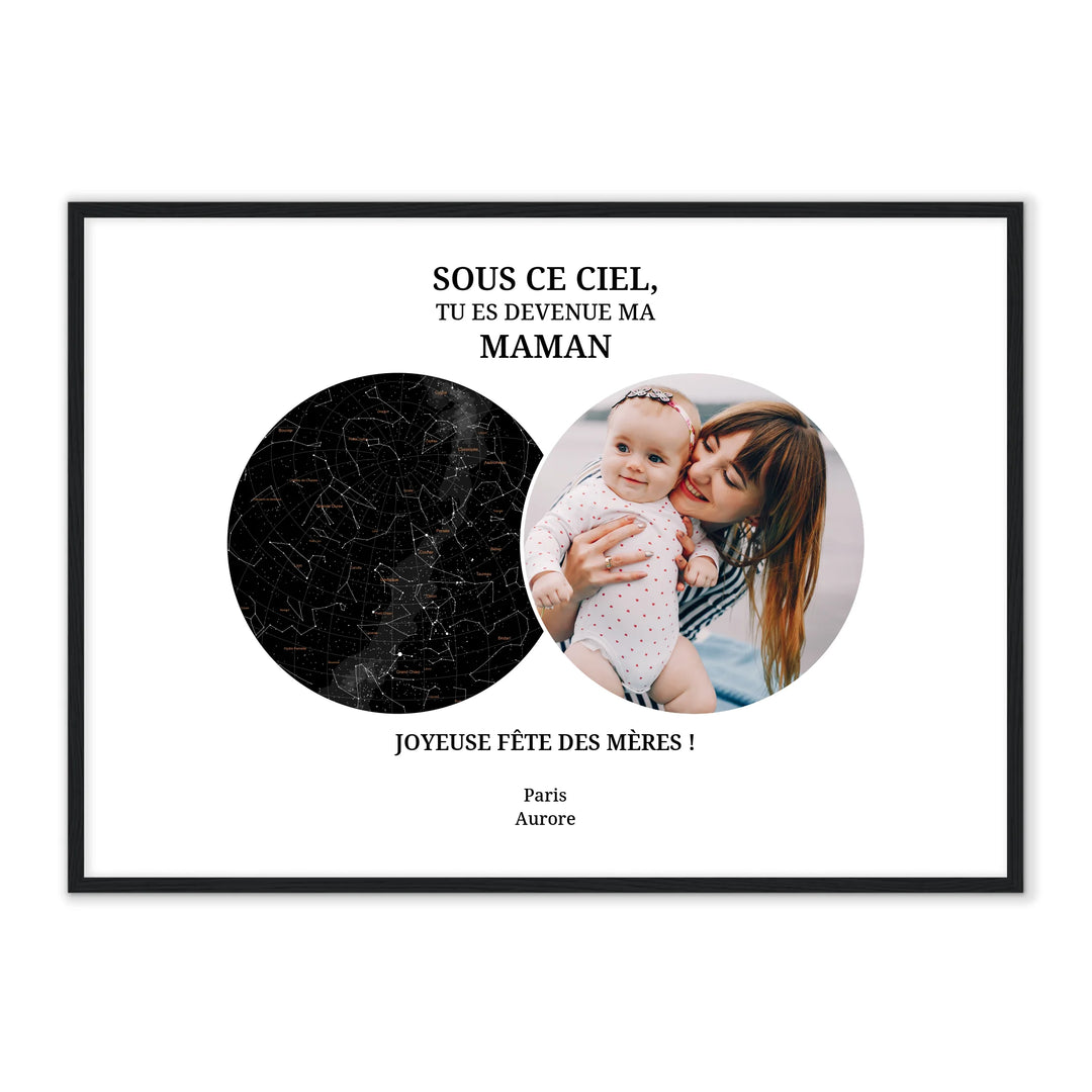 Carte céleste & photo - Affiche Maman