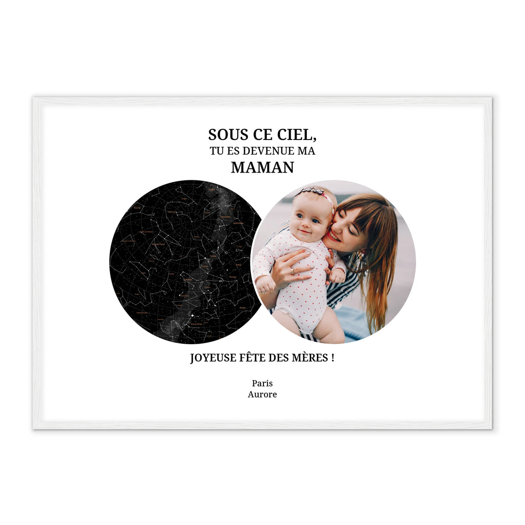 Carte céleste & photo - Affiche Maman