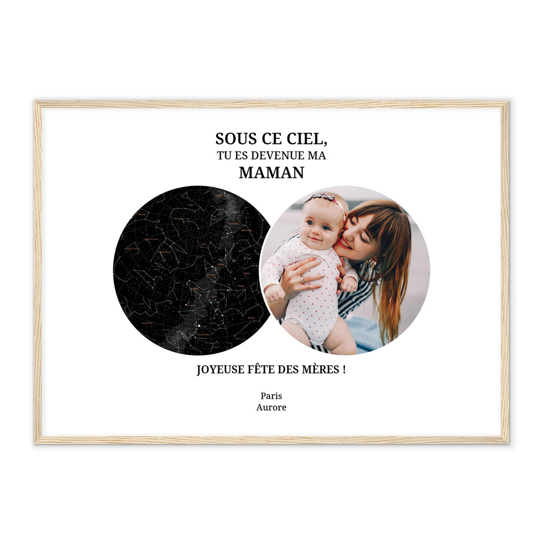 Carte céleste & photo - Affiche Maman