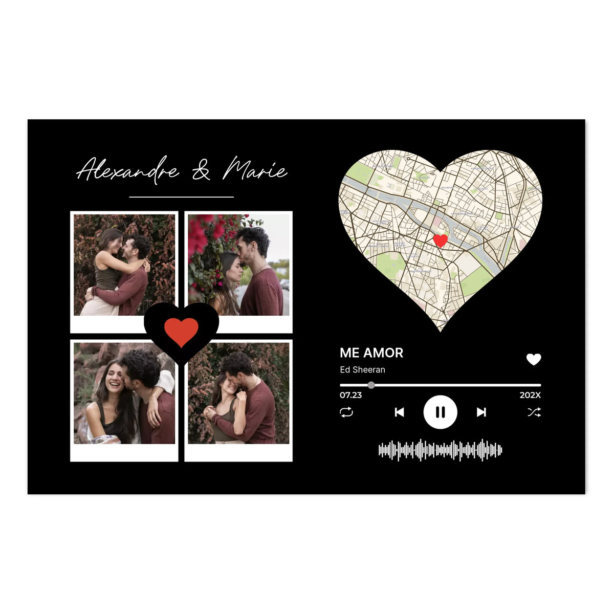 Collage photo, Spotify & Carte - Affiche personnalisée