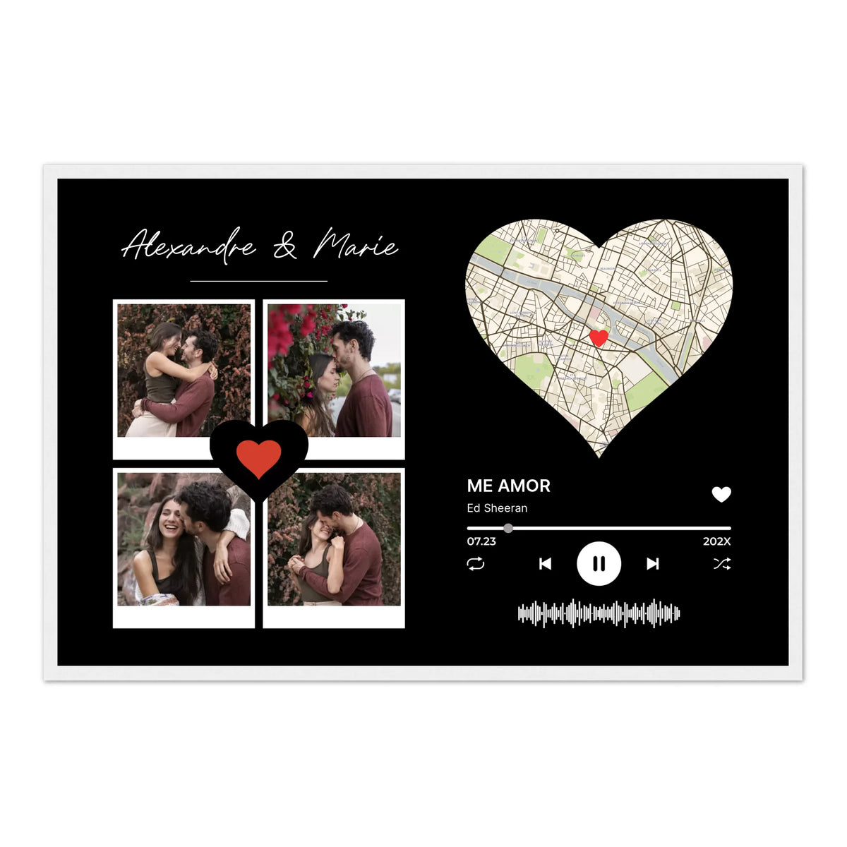 Collage photo, Spotify & Carte - Affiche personnalisée